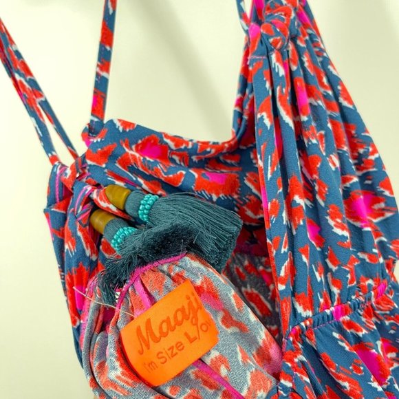 Maaji Dress Pink Blue Red Fragrant And Celebratory Giacinta Tassels Mini Size L - Picture 4 of 6